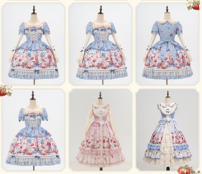 Sweetheart Rabbit Berry Prints Lolita JSK and OP
