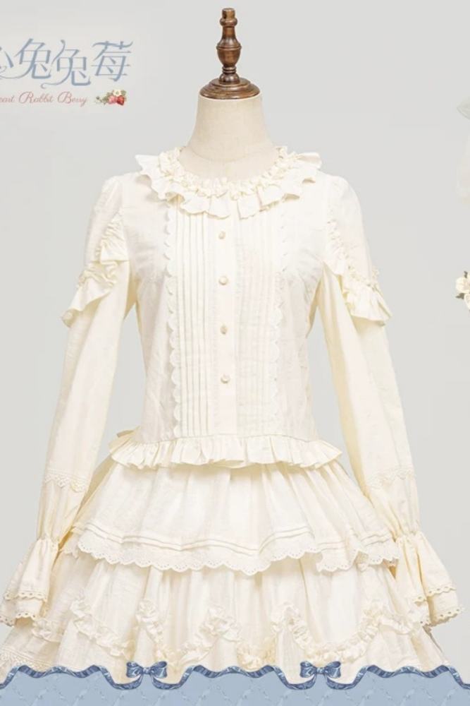 Sweetheart Rabbit Berry Lolita Blouse Petticoat and Headdress