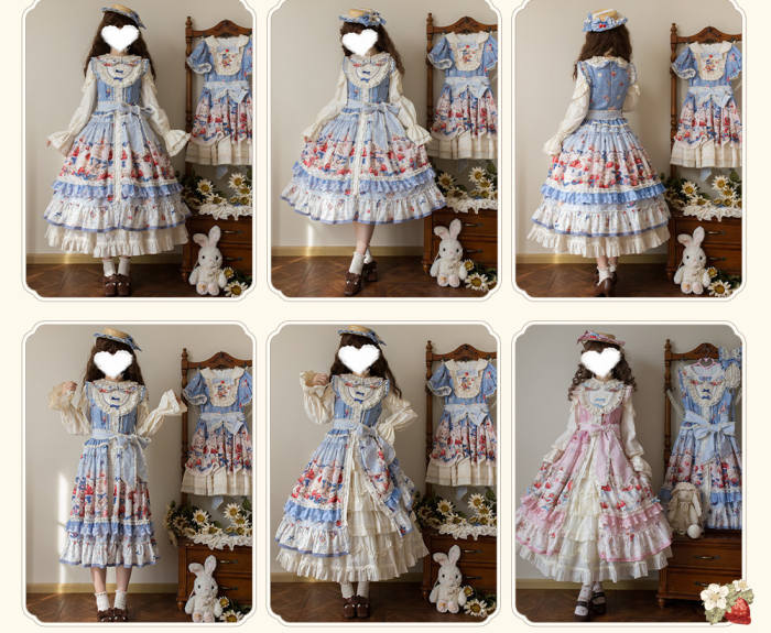 Sweetheart Rabbit Berry Prints Lolita JSK and OP