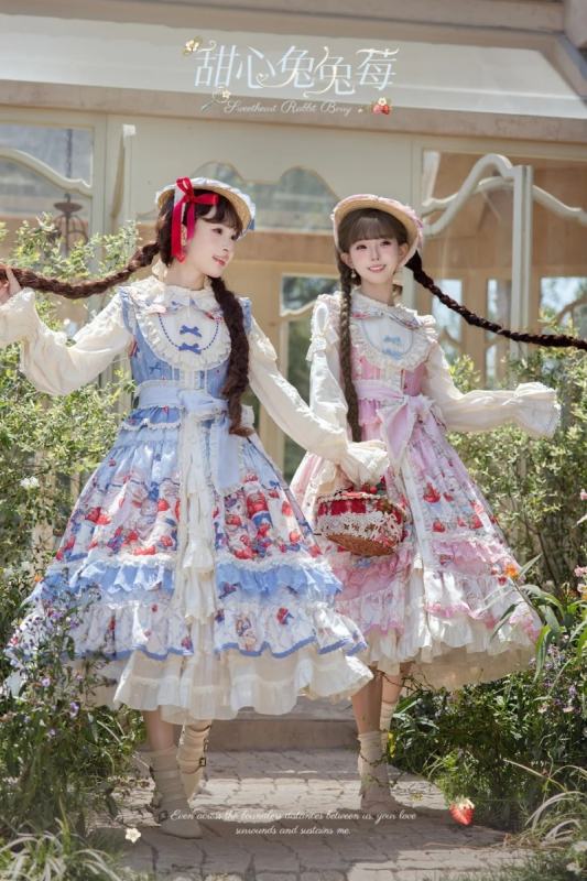 Sweetheart Rabbit Berry Prints Lolita JSK and OP