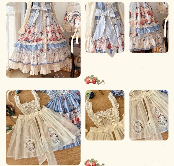 Sweetheart Rabbit Berry Lolita Blouse Petticoat and Headdress