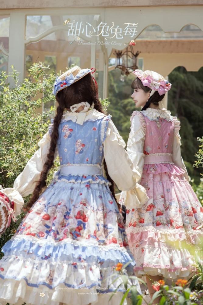 Sweetheart Rabbit Berry Prints Lolita JSK and OP