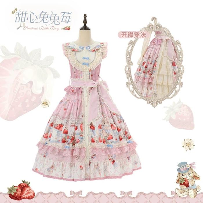 Sweetheart Rabbit Berry Prints Lolita JSK and OP