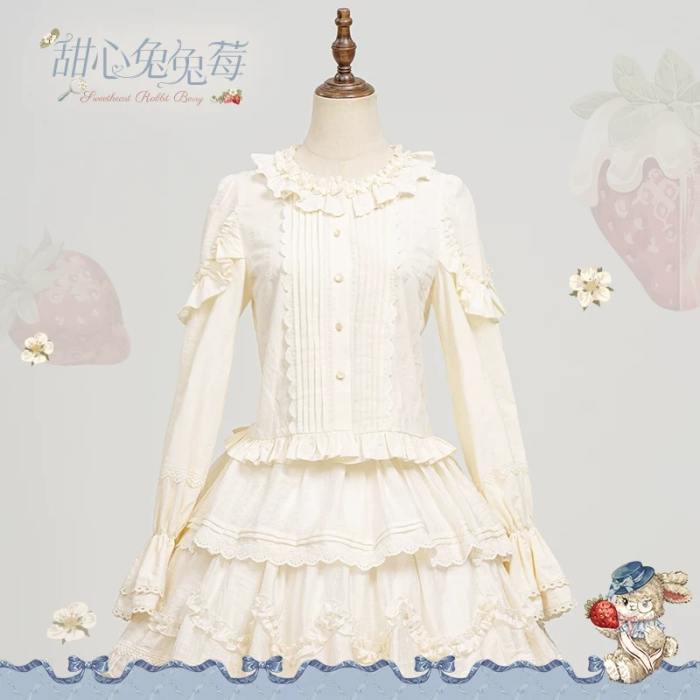 Sweetheart Rabbit Berry Lolita Blouse Petticoat and Headdress