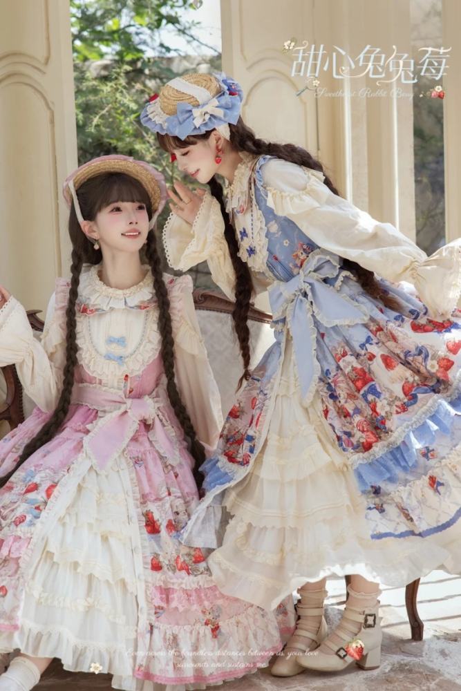 Sweetheart Rabbit Berry Prints Lolita JSK and OP