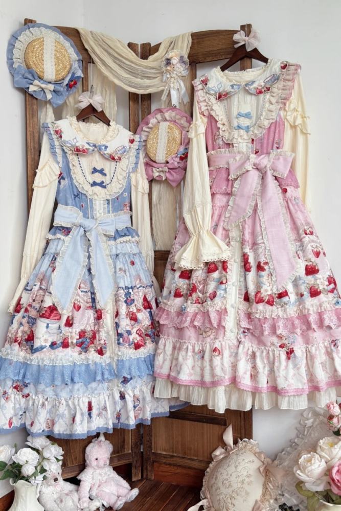 Sweetheart Rabbit Berry Prints Lolita JSK and OP