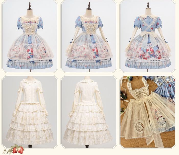 Sweetheart Rabbit Berry Lolita Blouse Petticoat and Headdress