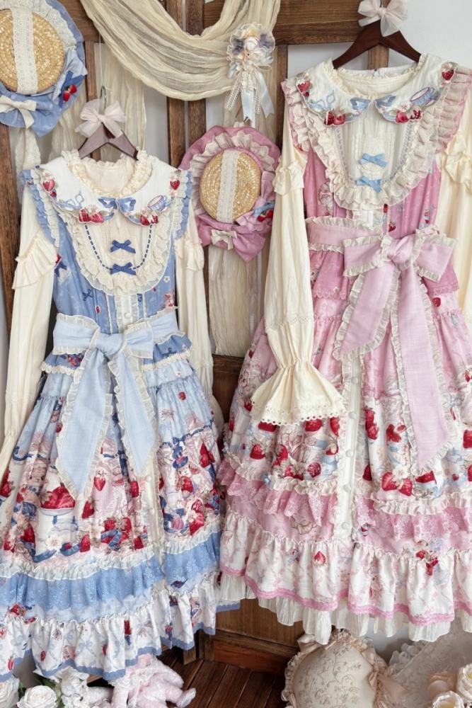 Sweetheart Rabbit Berry Prints Lolita JSK and OP