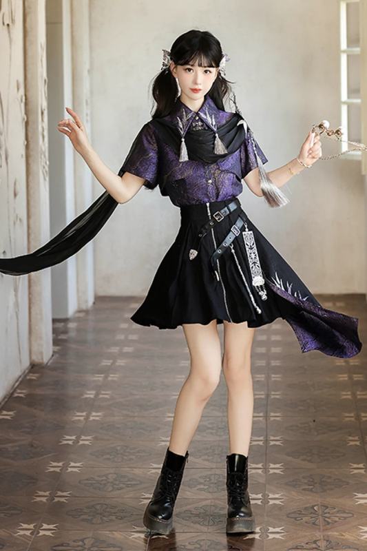 Unchartde Stars Collaborated The Ink Crow and Hanfu Top and Skirt