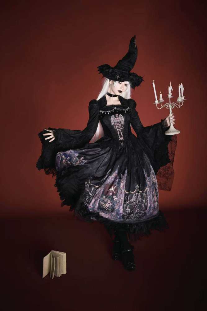Hyq Rose Church Gothic Lolita Top Skirt and Witch Hat