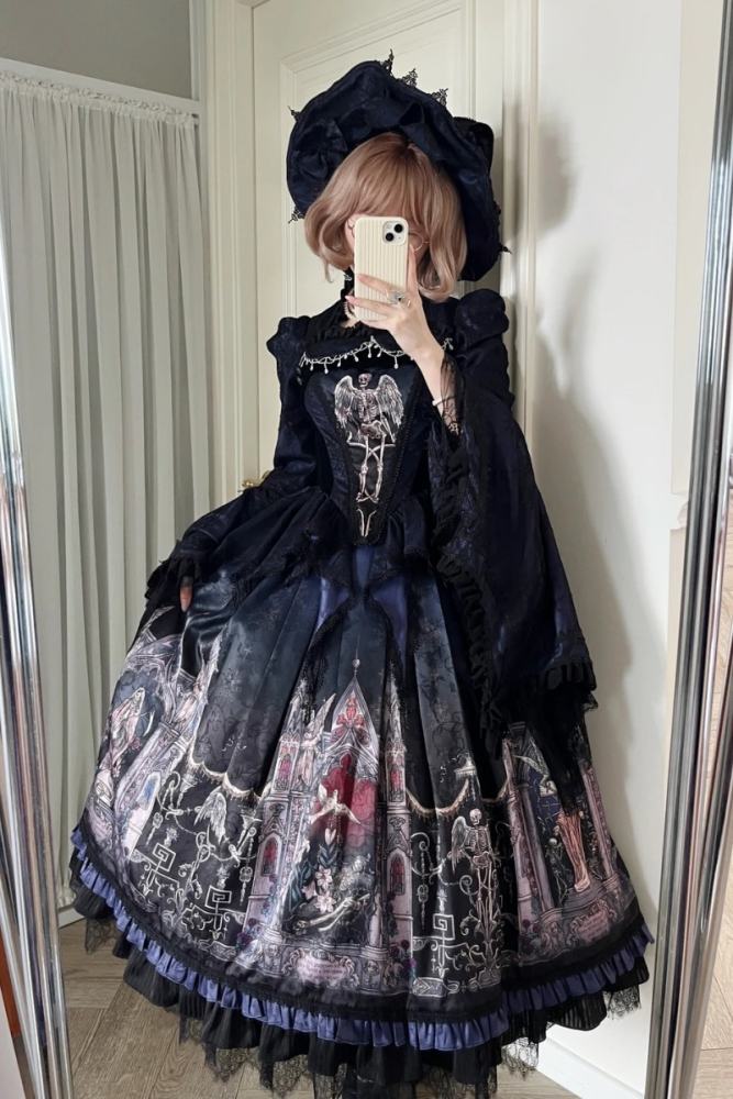 Hyq Rose Church Gothic Lolita Top Skirt and Witch Hat