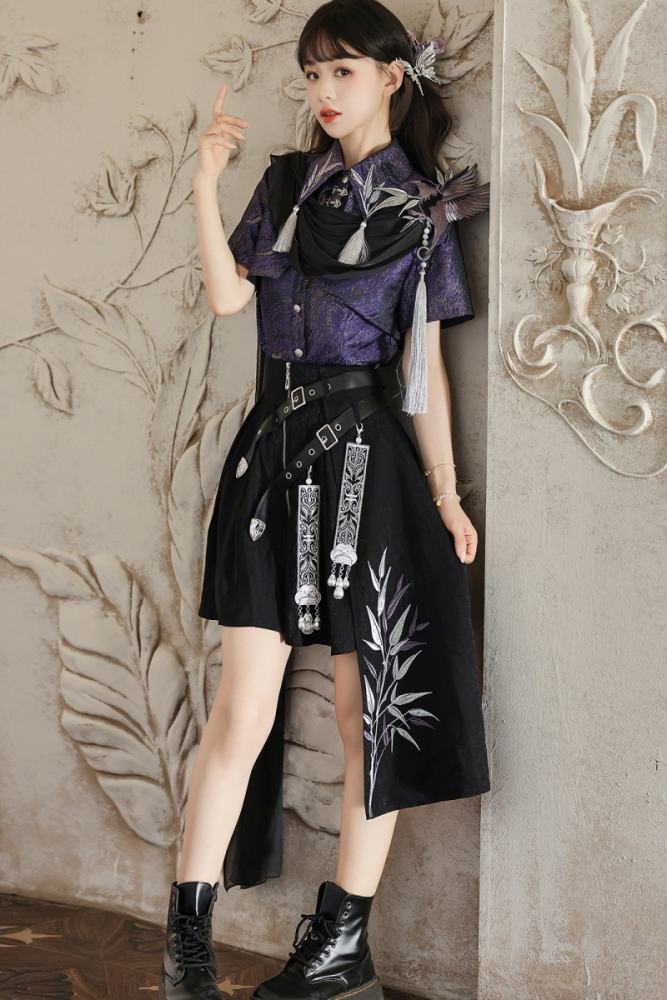 Unchartde Stars Collaborated The Ink Crow and Hanfu Top and Skirt
