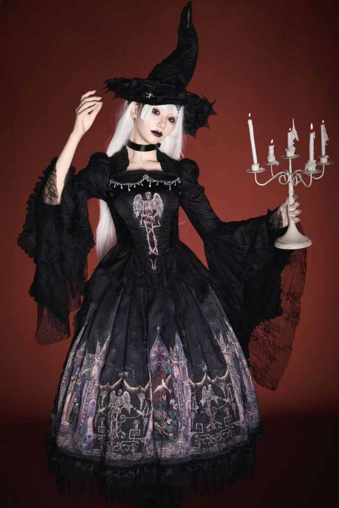 Hyq Rose Church Gothic Lolita Top Skirt and Witch Hat