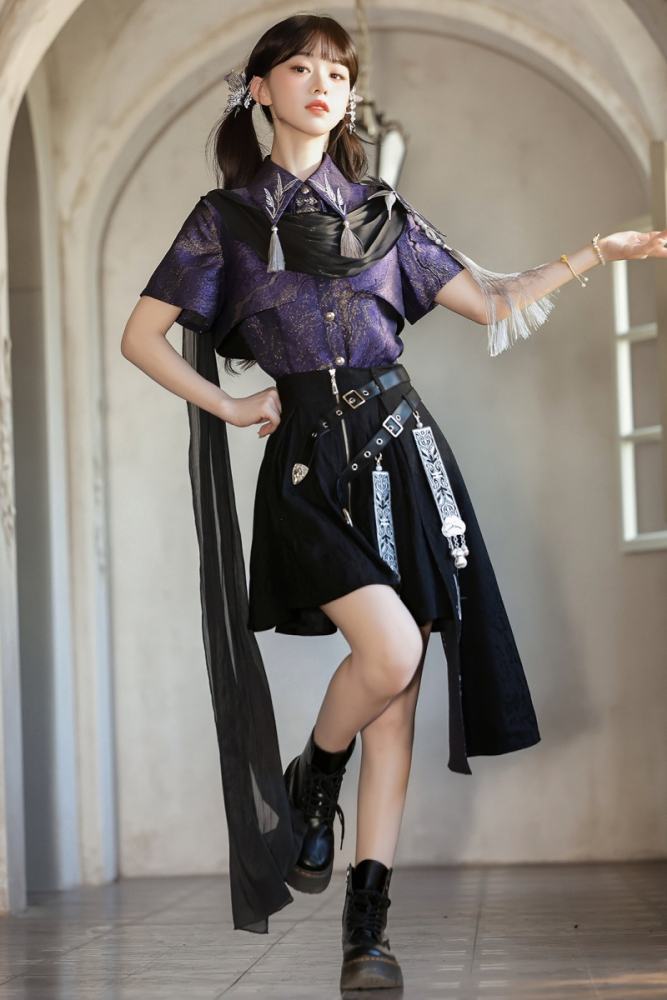Unchartde Stars Collaborated The Ink Crow and Hanfu Top and Skirt