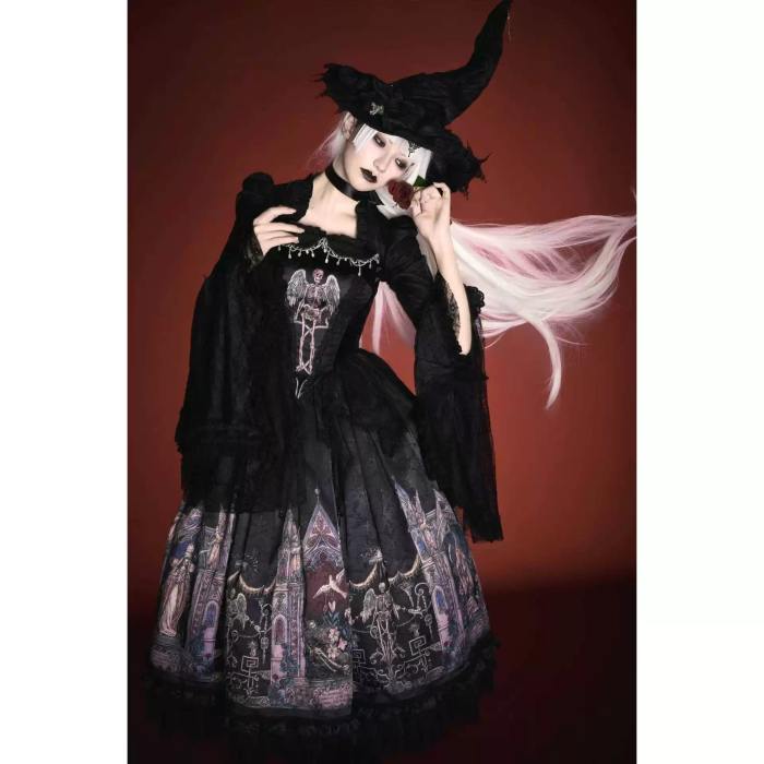 Hyq Rose Church Gothic Lolita Top Skirt and Witch Hat