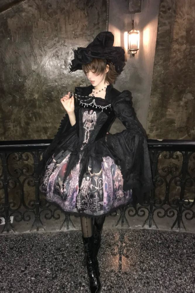 Hyq Rose Church Gothic Lolita Top Skirt and Witch Hat