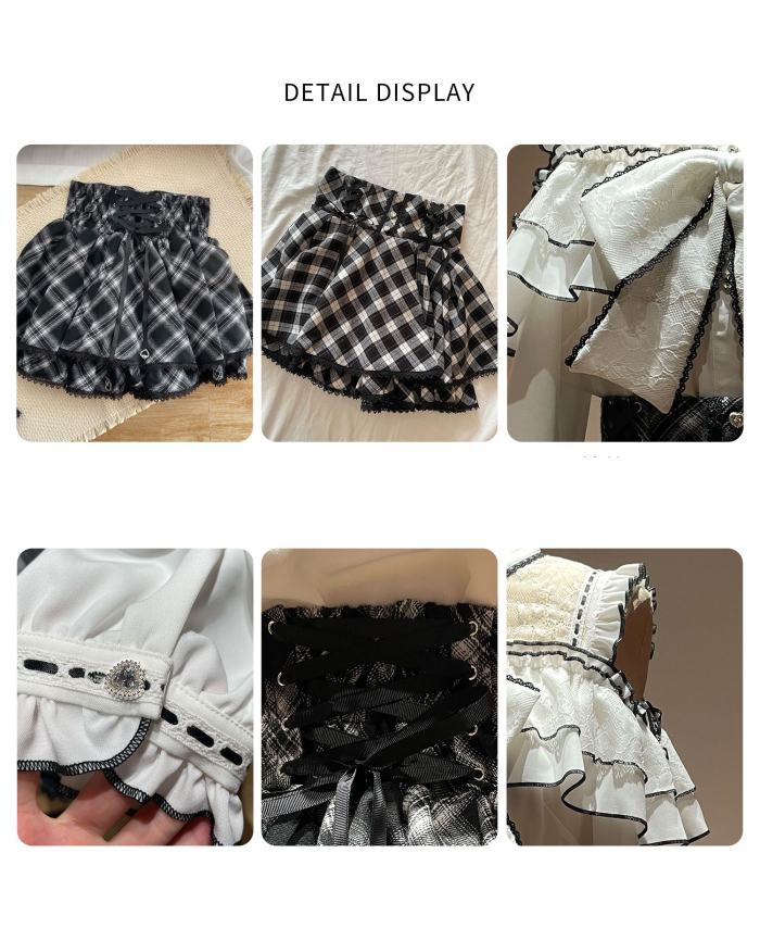 Yoshiki Plaid Lover Plus Size Retro Girly Top and Skirt