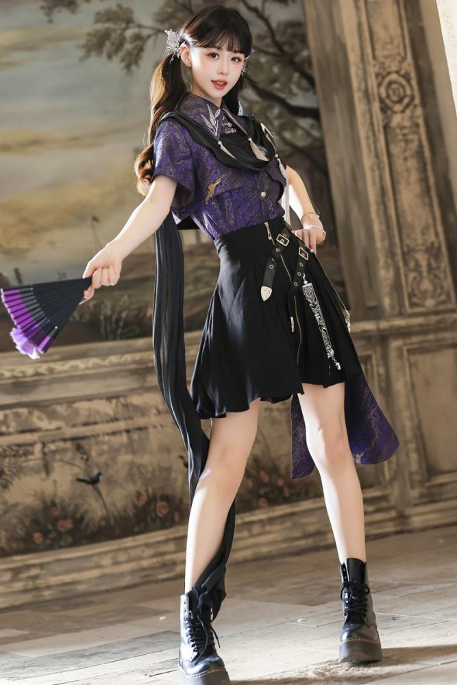 Unchartde Stars Collaborated The Ink Crow and Hanfu Top and Skirt