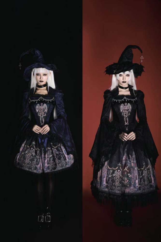 Hyq Rose Church Gothic Lolita Top Skirt and Witch Hat