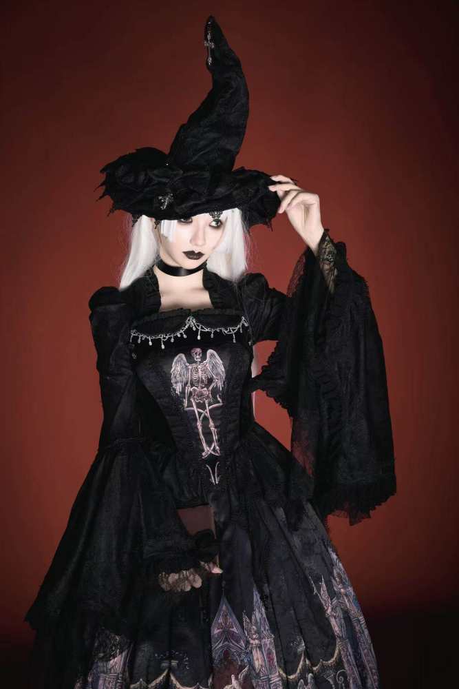 Hyq Rose Church Gothic Lolita Top Skirt and Witch Hat