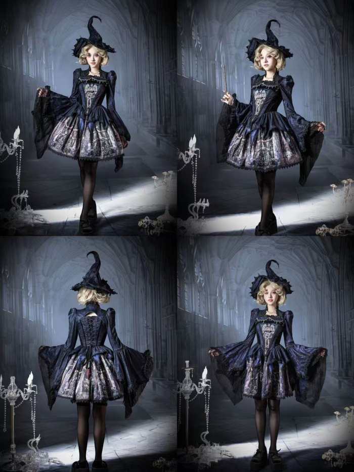 Hyq Rose Church Gothic Lolita Top Skirt and Witch Hat