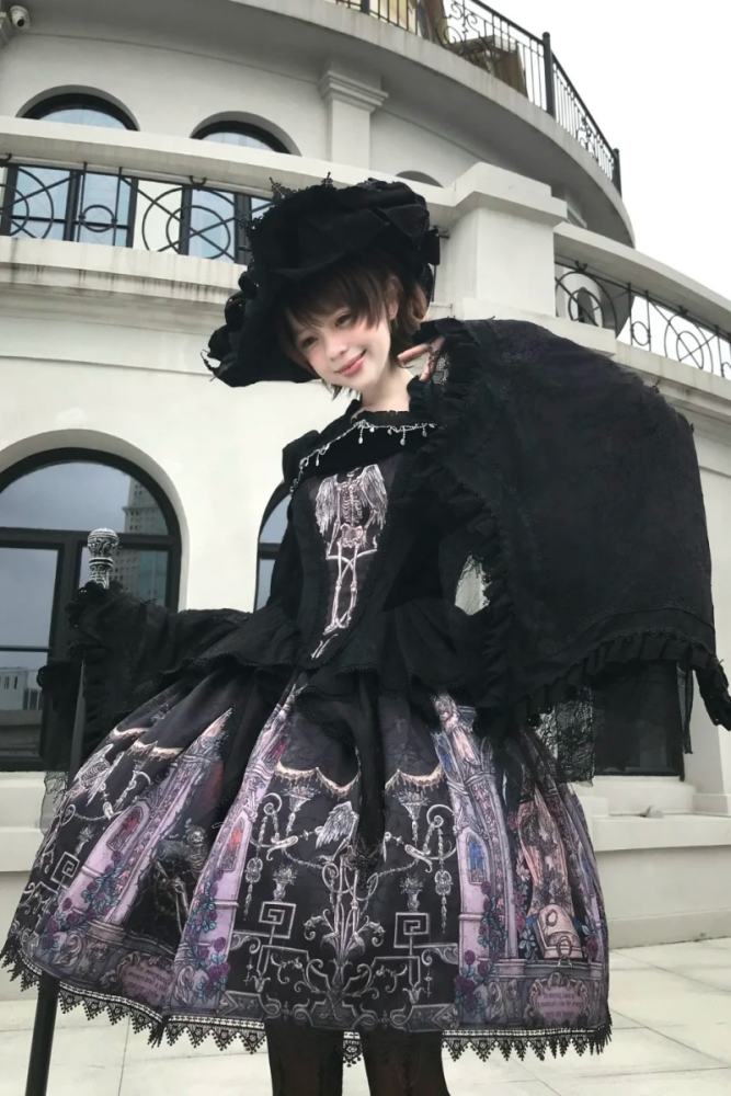 Hyq Rose Church Gothic Lolita Top Skirt and Witch Hat