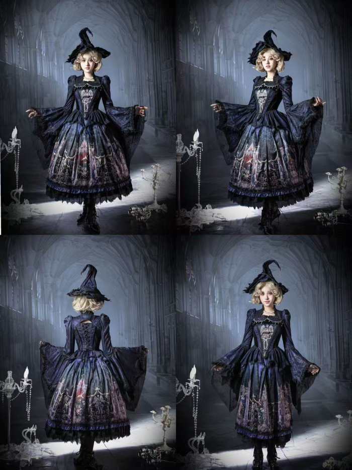 Hyq Rose Church Gothic Lolita Top Skirt and Witch Hat