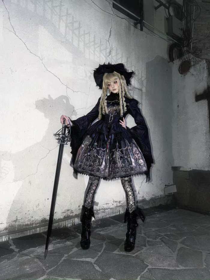Hyq Rose Church Gothic Lolita Top Skirt and Witch Hat