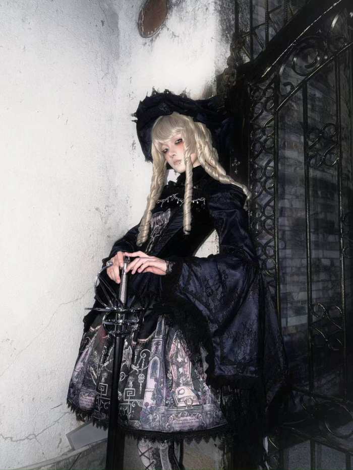 Hyq Rose Church Gothic Lolita Top Skirt and Witch Hat