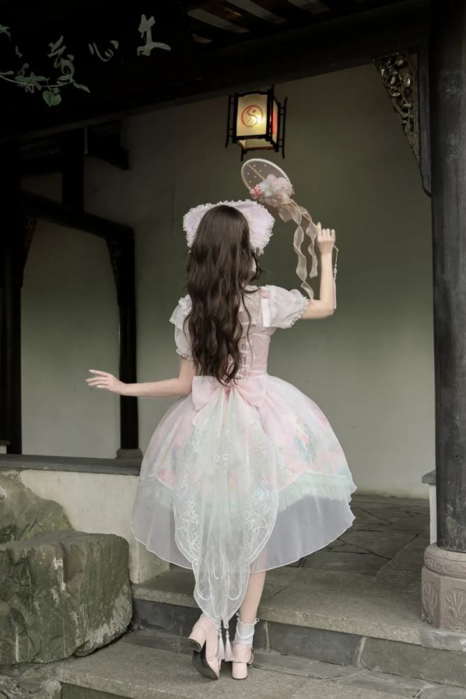 Chill Lotus Song Hanfu Qi Lolita JSK and Headdress