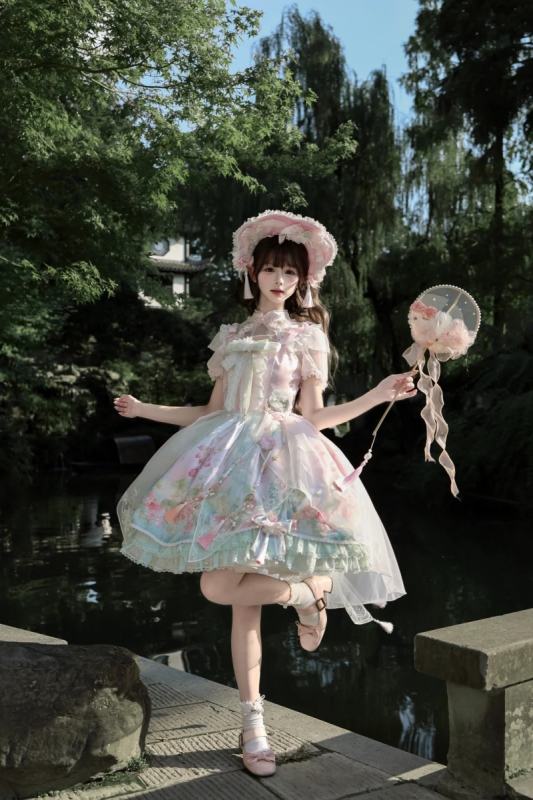 Chill Lotus Song Hanfu Qi Lolita JSK and Headdress