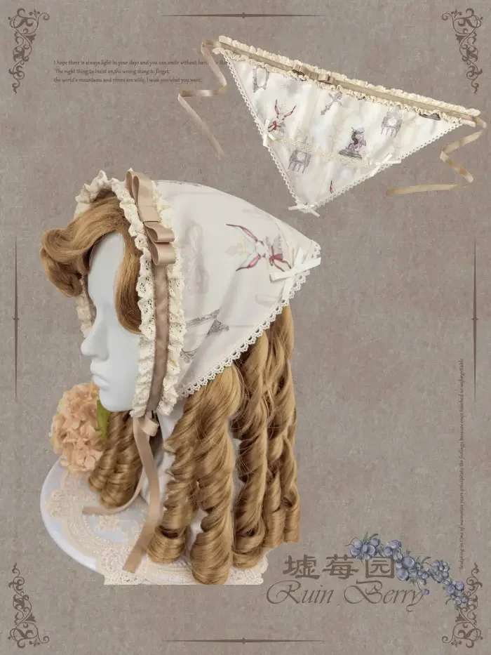 Ruin Berry ～Rabbit Palace~ Lolita Brooch Hairband and Triangular Scarf