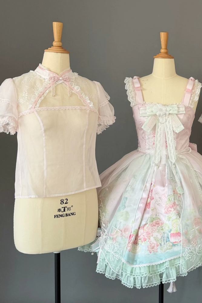 Chill Lotus Song Hanfu Qi Lolita JSK and Headdress