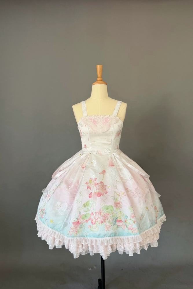 Chill Lotus Song Hanfu Qi Lolita JSK and Headdress
