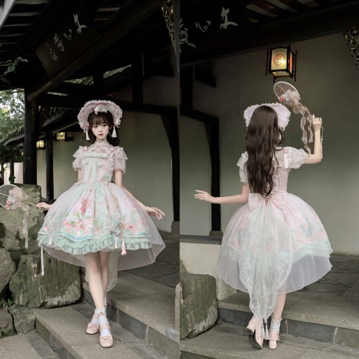 Chill Lotus Song Hanfu Qi Lolita JSK and Headdress