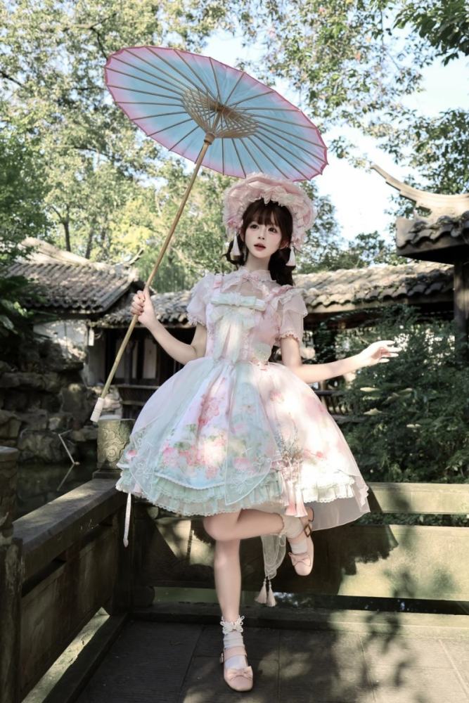 Chill Lotus Song Hanfu Qi Lolita JSK and Headdress
