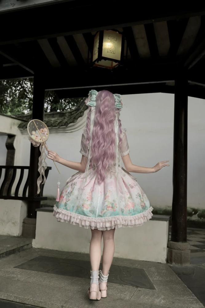 Chill Lotus Song Hanfu Qi Lolita JSK and Headdress