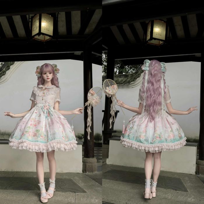 Chill Lotus Song Hanfu Qi Lolita JSK and Headdress