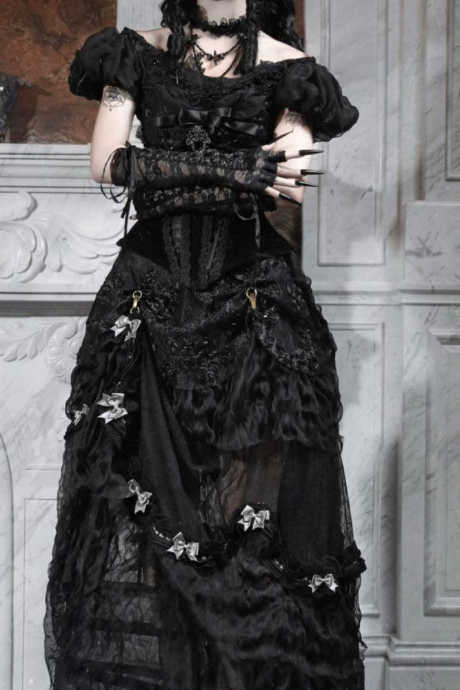Blood Supply Box of Cupid Gothic Bustle Skirt Top Petticoat and Train