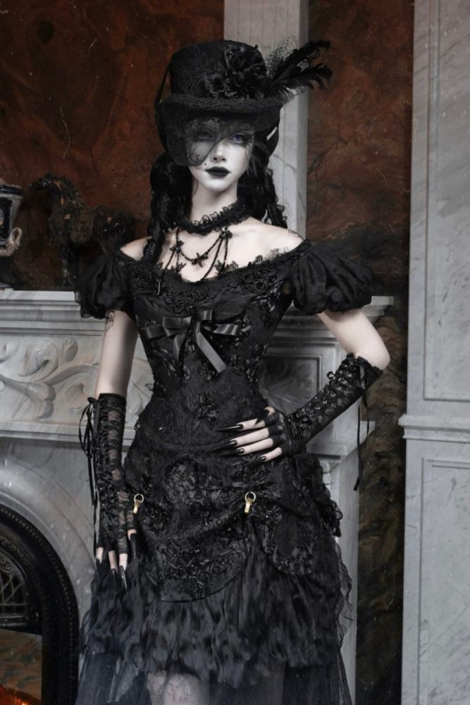 Blood Supply Box of Cupid Gothic Bustle Skirt Top Petticoat and Train