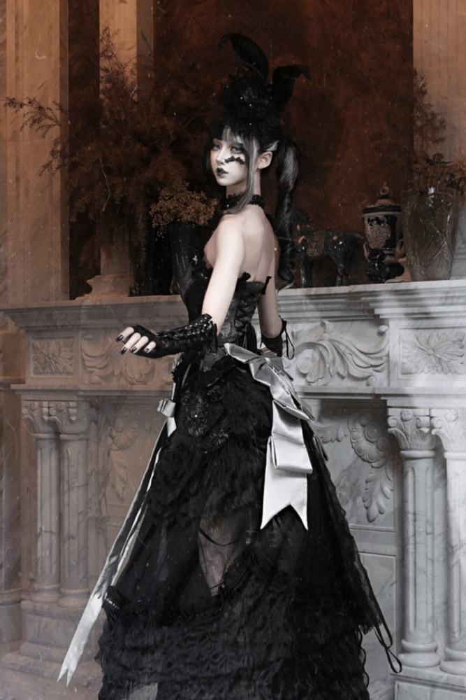 Blood Supply Box of Cupid Gothic Bustle Skirt Top Petticoat and Train
