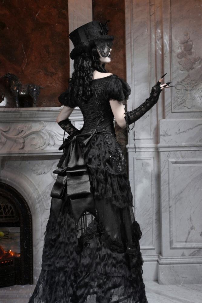 Blood Supply Box of Cupid Gothic Bustle Skirt Top Petticoat and Train