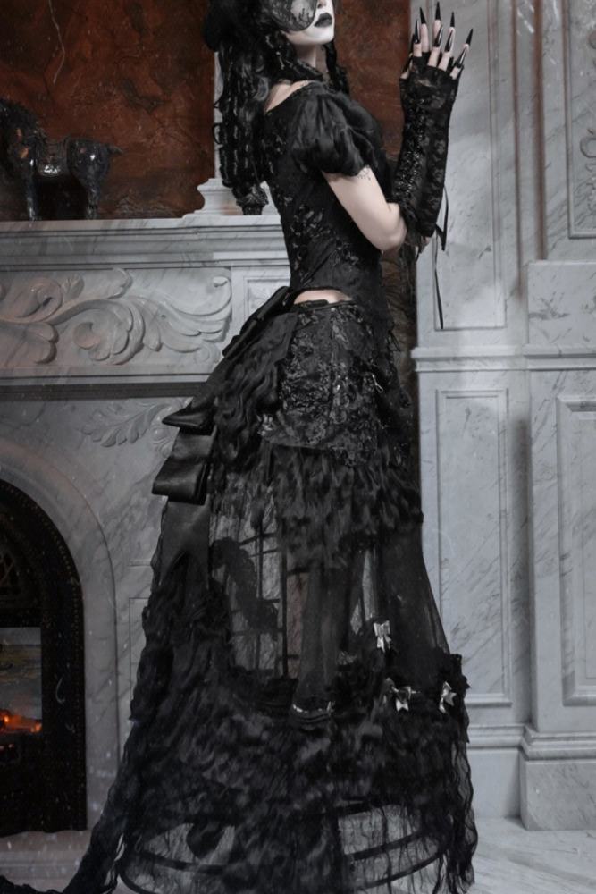 Blood Supply Box of Cupid Gothic Bustle Skirt Top Petticoat and Train