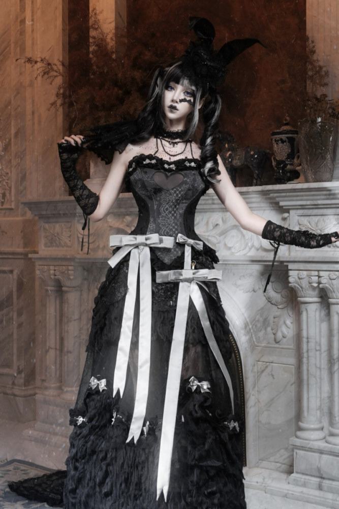 Blood Supply Box of Cupid Gothic Bustle Skirt Top Petticoat and Train