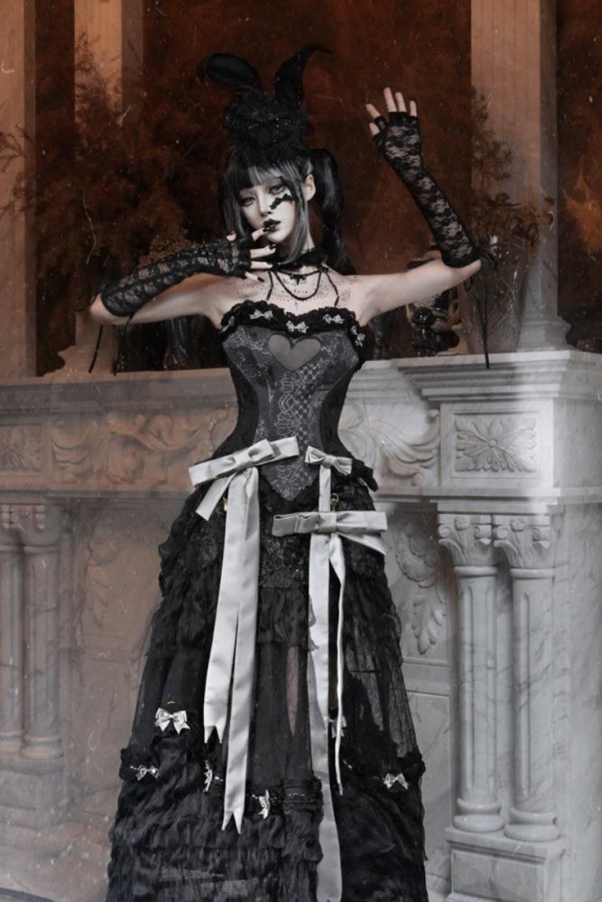 Blood Supply Box of Cupid Gothic Bustle Skirt Top Petticoat and Train