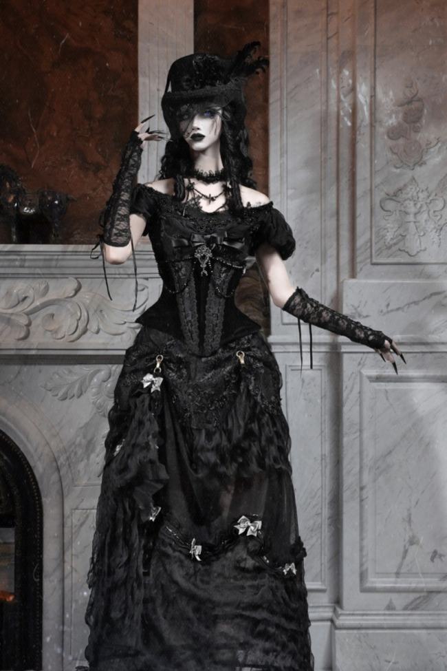 Blood Supply Box of Cupid Gothic Bustle Skirt Top Petticoat and Train