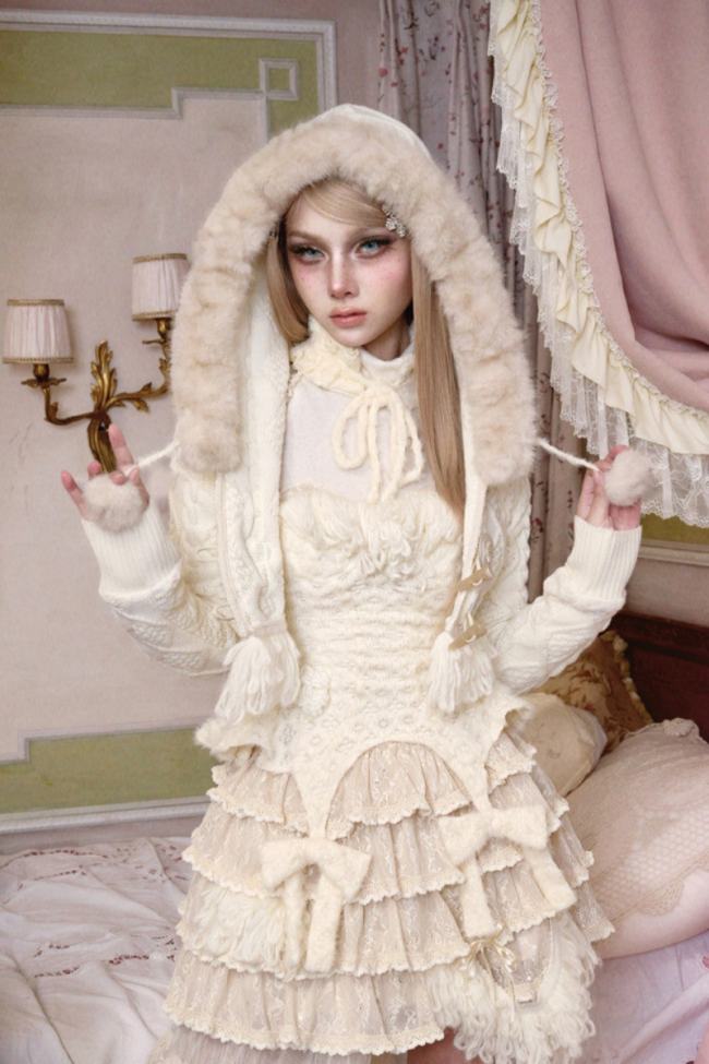 Blood Supply Slavic Beauty Retro Girly Coat Cape and Rabbit Ears Hat