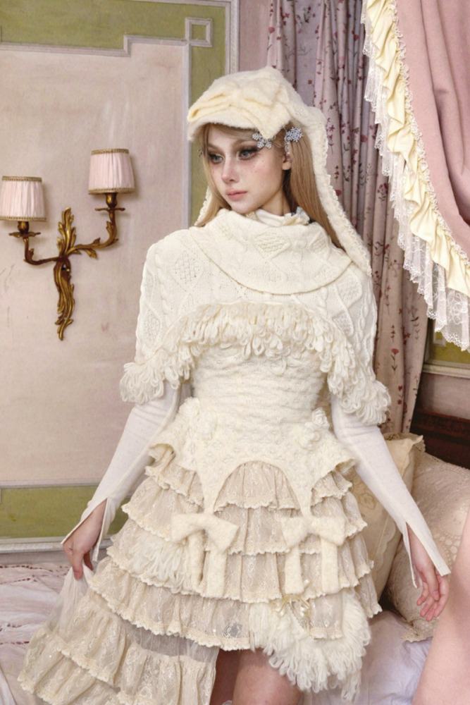 Blood Supply Slavic Beauty Retro Girly Coat Cape and Rabbit Ears Hat