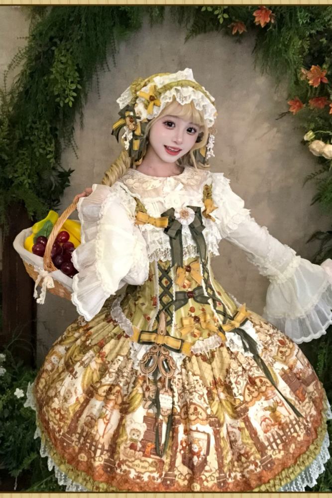 Alice Girl Bears Tailor Shop Prints Lolita JSK and OP