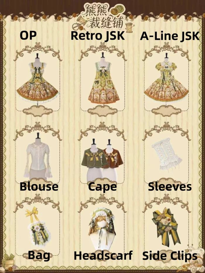 Alice Girl Bears Tailor Shop Prints Lolita JSK and OP